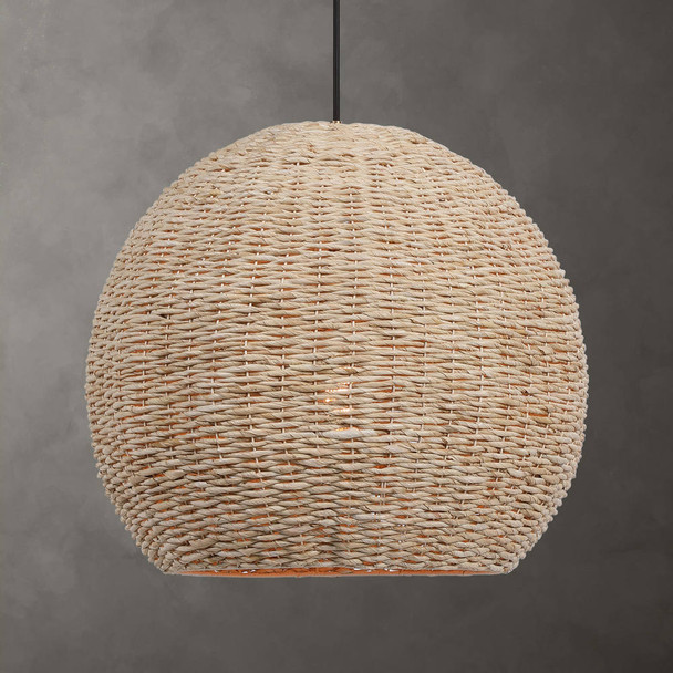 Seagrass 1 Light Dome Pendant - Size: 0H x 0W x 0D (cm) - Mid-Century Modern style