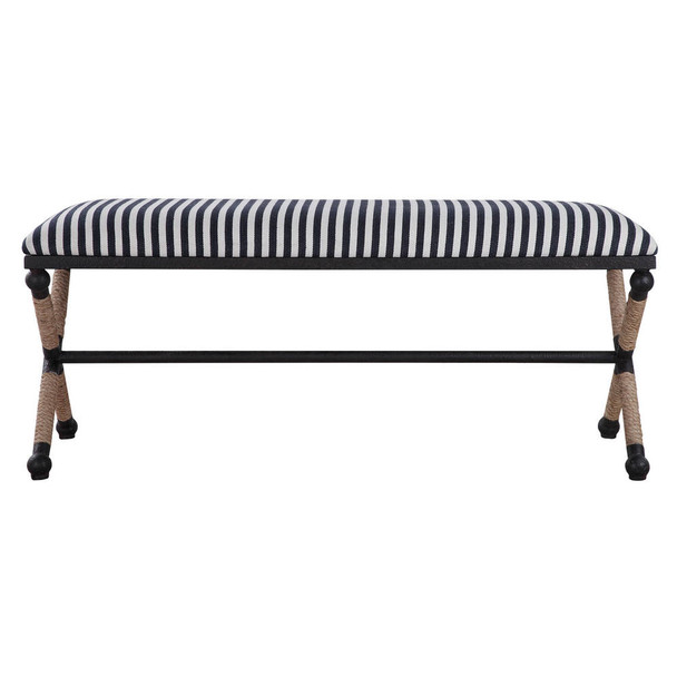 Braddock Striped Bench Coastal style Accent Chair Decor