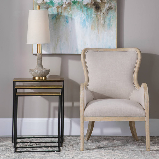 Coreene Gold Nesting Tables Set/3 - Size: 65H x 53W x 28D (cm) - Mid-Century Modern style