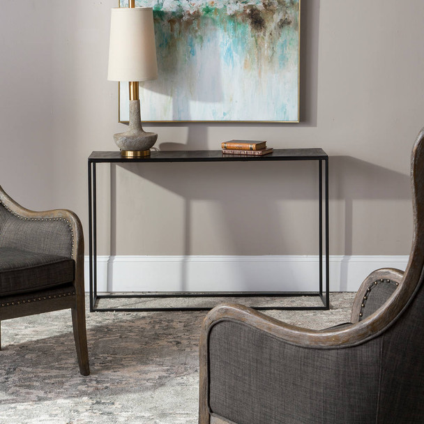 Coreene Industrial Console Table - Size: 76H x 118W x 31D (cm) - Mid-Century Modern style Coreene Industrial Console Table - Size: 76H x 118W x 31D (cm) - Mid-Century Modern style