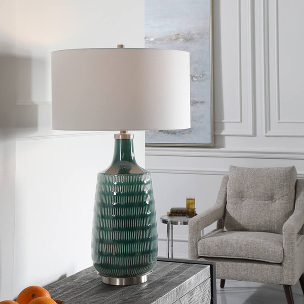 Scouts Deep Green Table Lamp - Size: 78H x 46W x 46D (cm) - Organic style