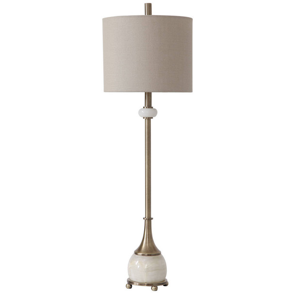 Natania Plated Brass Buffet Lamp - Sale on Mid-Century Modern style Table Lamps