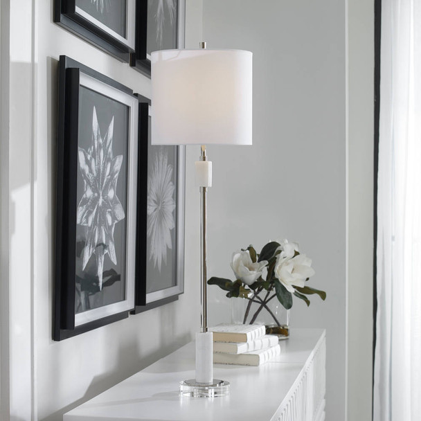 Sussex Nickel Buffet Lamp - Size: 89H x 25W x 25D (cm) - Mediterranean style
