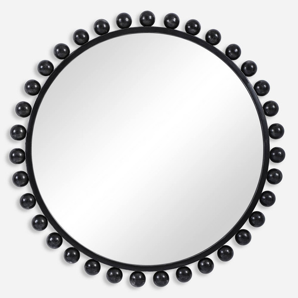 Cyra Black Round Mirror Coastal style Wall Mirror Decor