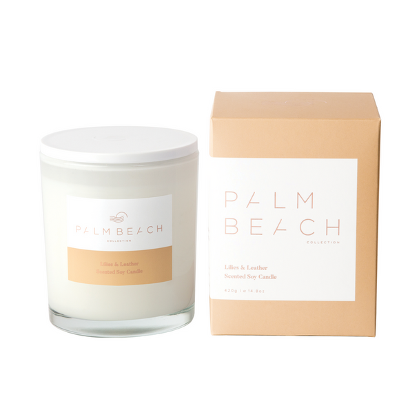 Palm Beach Collection Lilies & Leather Scented Soy Candle 420g