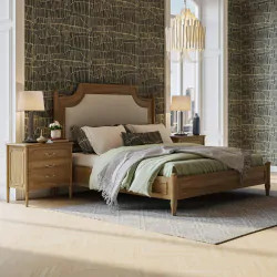 Chelsea Upholstered Bed Queen - Size: 158H x 166W x 221D (cm) - Oriental style