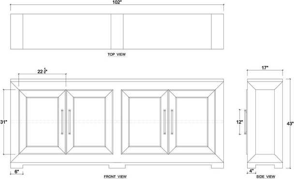 Fleet Linen Wrapped 4 Door Sideboard - Mid-Century style Dining Room furniture