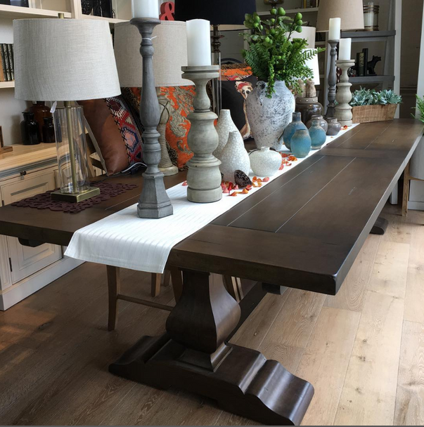 Provincial Trestle Dining Table 240cm - Antique Oak - Size: 76H x 244W x 102D (cm) - French Provincial style