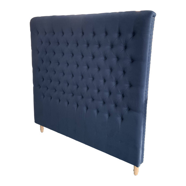 Marquis Upholstered Queen Bedhead Tufted - Blue Navy Linen - Melbourne, Sydney, Brisbane Hamptons style Bedroom furniture