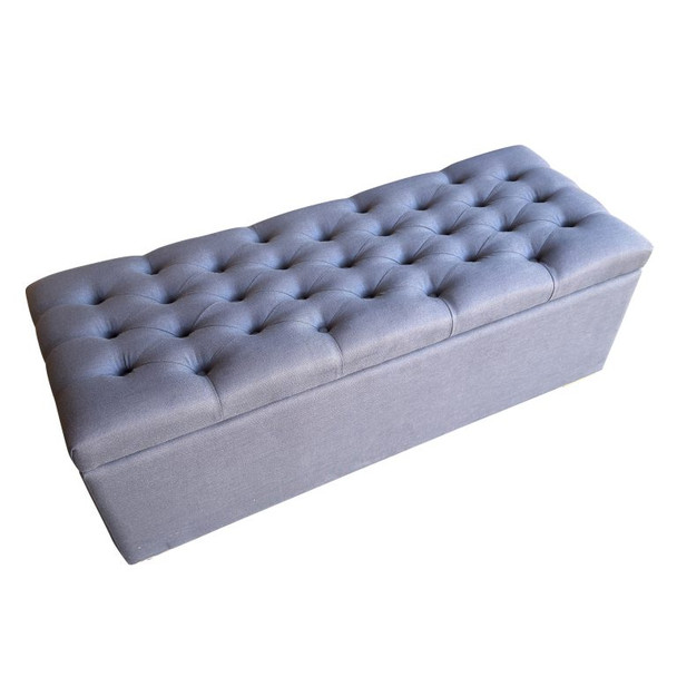 Marquis Upholstered Bed Chest Small/Tufted - Charcoal Linen - Melbourne, Sydney, Brisbane Hamptons style Bedroom furniture