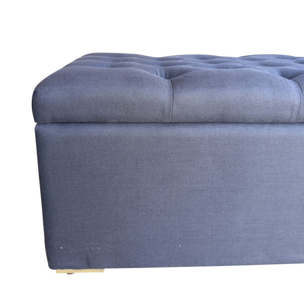 Marquis Upholstered Bed Chest Small/Tufted - Charcoal Linen - Sale on Hamptons style Bedroom furniture