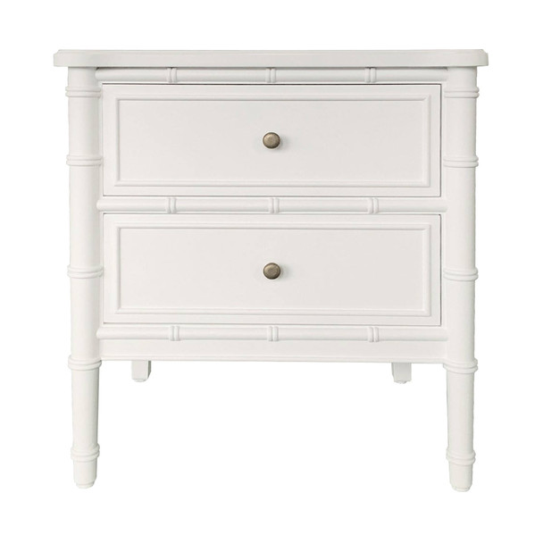 Lorient 2 Drawer Bedside - White - Mid-Century Modern style