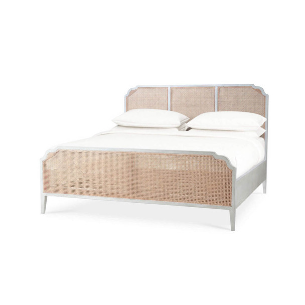 Marisol Bed w/ Rattan Queen - Size: 142H x 162W x 216D (cm) - Mid-Century Modern style