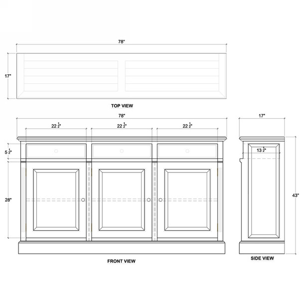 Hudson 3 Door Sideboard - Sale on Hamptons style Dining Room furniture