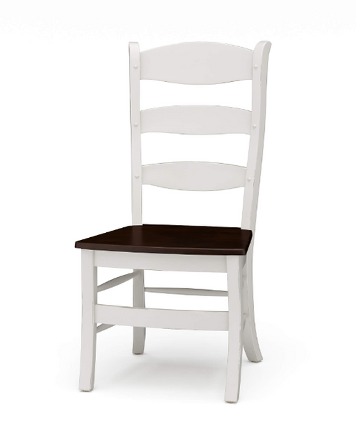 Peg & Dowel Ladder Back w/ wooden seat - Pearl White & Teak Brown