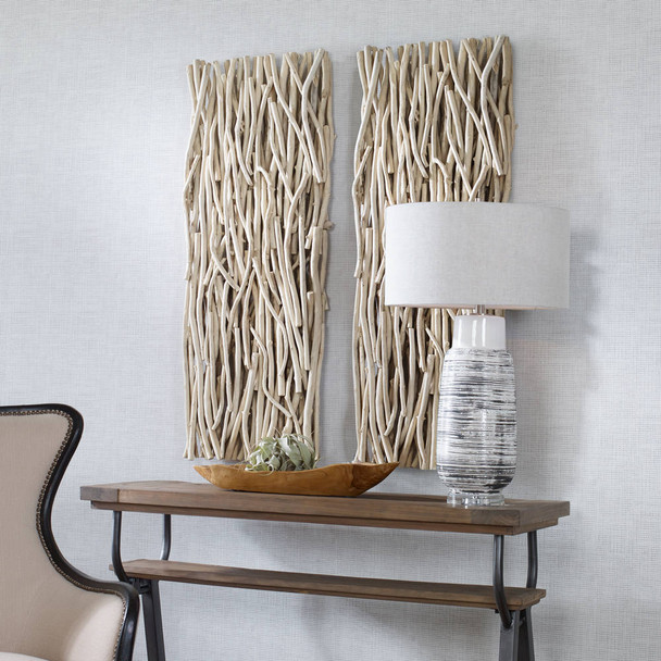 Gathered Teak Bleached Wood Wall Decor - Sale on Organic style Wall Arts