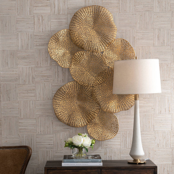 Ripley Gold Metal Wall Art - Size: 79H x 119W x 8D (cm) - Mid-Century Modern style