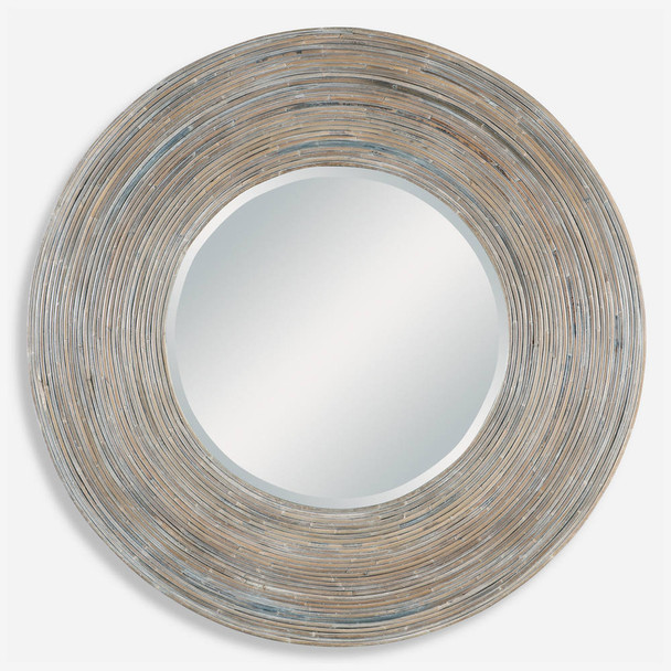 Vortex White Washed Round Mirror Coastal style Wall Mirror Decor