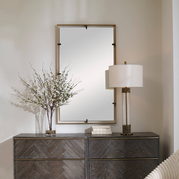 Egon Gold Wall Mirror - Size: 127H x 76W x 4D (cm) - Mid-Century Modern style
