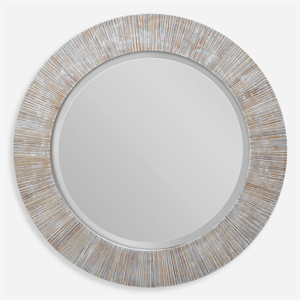 Repose Whitewash Round Mirror Contemporary style Wall Mirror Decor