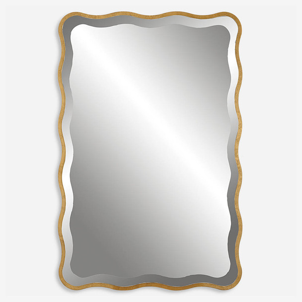 Aneta Gold Scalloped Mirror Mid-Century Modern style Wall Mirror Decor
