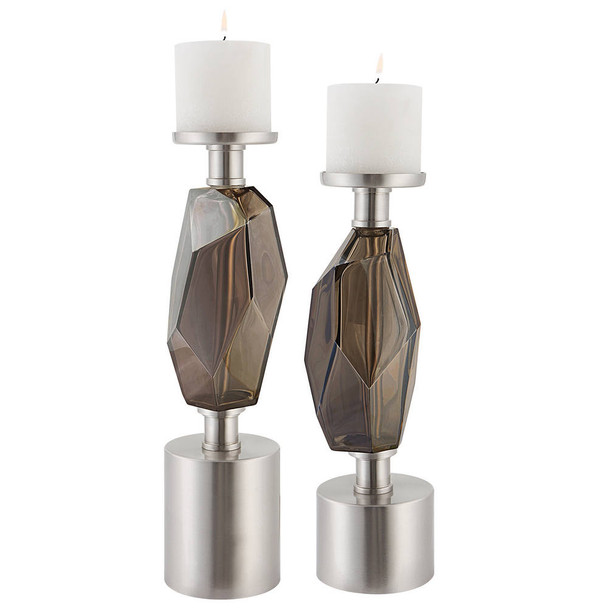 Ore Candleholders - Set/2 Geometric style Candleholder Decor