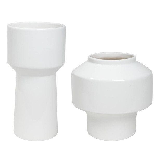 Illumina Abstract White Vases - Set/2 Contemporary style Vase Decor