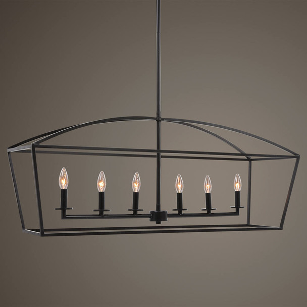 Clayton 6 Light Linear Chandelier - Size: 45H x 107W x 33D (cm) - Contemporary style