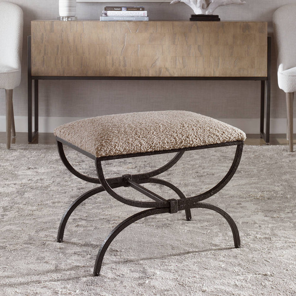 Hacienda Plush Latte Small Bench - Size: 51H x 61W x 41D (cm) - Mid-Century Modern style