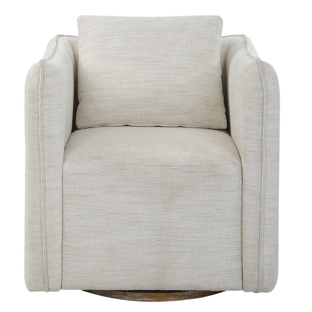 Corben White Swivel Armchair Contemporary style Accent Chair Decor