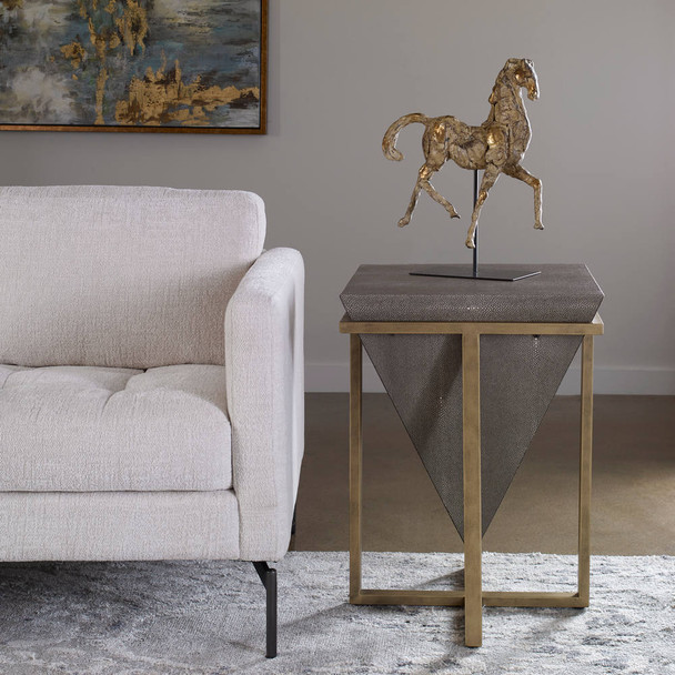 Bertrand Shagreen Accent Table - Size: 64H x 46W x 46D (cm) - Mid-Century Modern style Bertrand Shagreen Accent Table - Size: 64H x 46W x 46D (cm) - Mid-Century Modern style