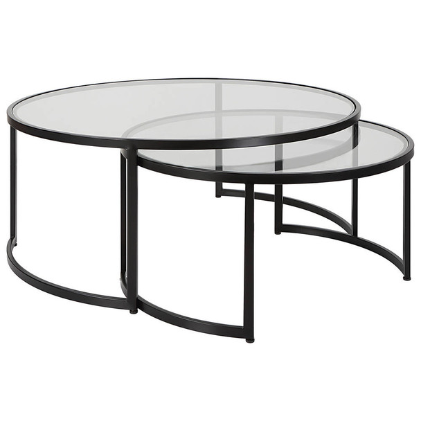 Rhea Black Nesting Coffee Tables S/2 Contemporary style Accent Table Decor