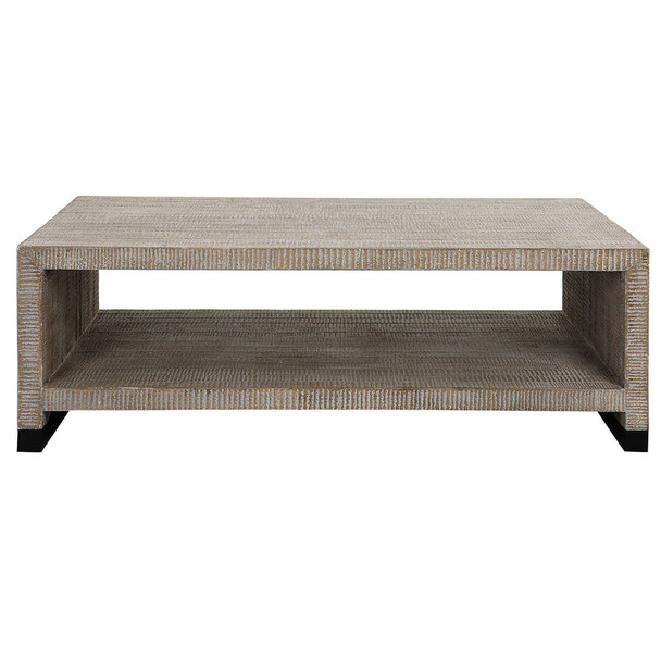 Bosk White Washed Coffee Table Mid-Century Modern style Accent Table Decor