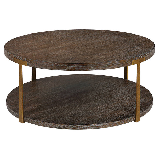 Palisade Round Wood Coffee Table Mid-Century Modern style Accent Table Decor