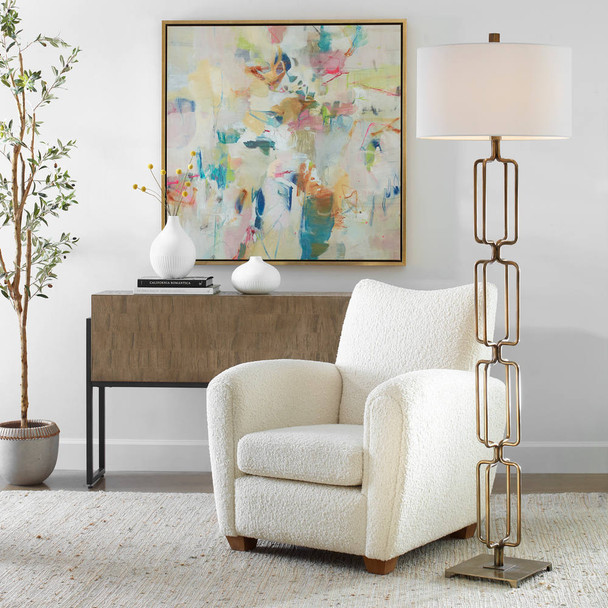 Link Brushed Gold Floor Lamp - Size: 170H x 48W x 48D (cm) - Mid-Century Modern style
