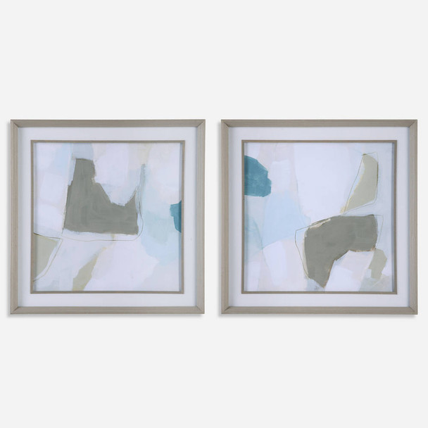Mist Shapes Framed Prints - Set/2 Contemporary style Print Decor