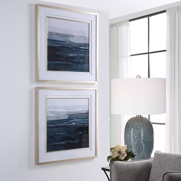 Rising Blue Abstract Framed Prints - Set/2 - Melbourne, Sydney, Brisbane delivery