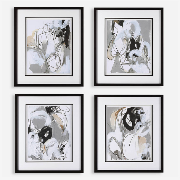 Tangled Threads Abstract Framed Prints - S/4 Contemporary style Print Decor