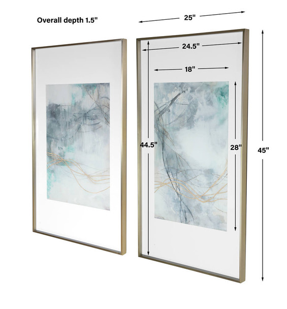 Undulating Oro Abstract Prints - S/2 - Hand made Contemporary style Wall furniture
