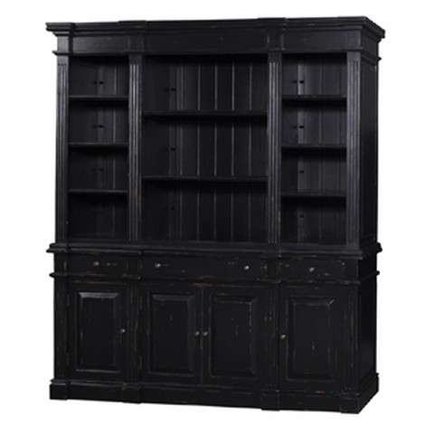 Roosevelt Estate Bookcase - Black Light Distressed - Solid Timber French Provincial style Living Room furniture