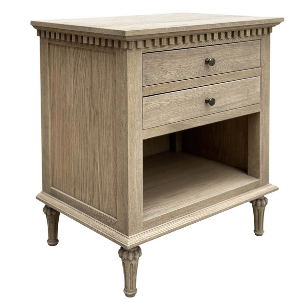 Marie Open Bedside Table Medium - Weathered Oak - Hamptons & French Provincial style