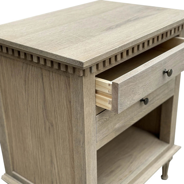 Marie Open Bedside Table Medium - Weathered Oak - Hamptons & French Provincial style