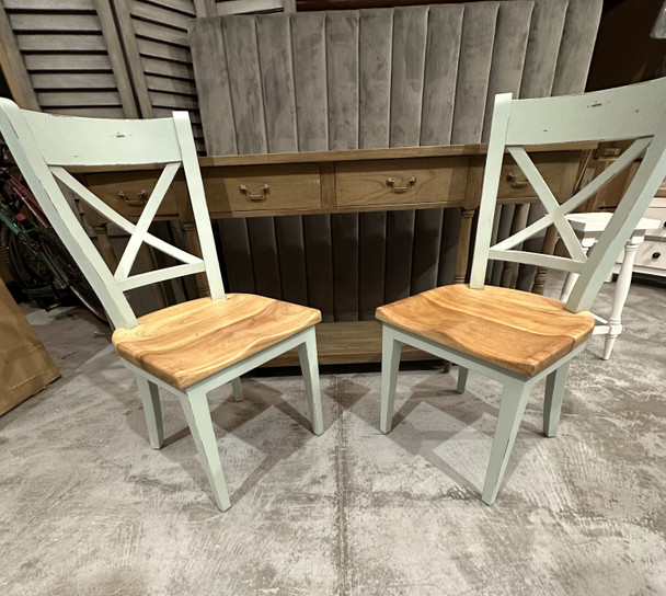 Somerset Crossback Chair - Duck Egg Blue / Fruit Wood - Size: 48H x 54W x 100D (cm) - French Provincial style