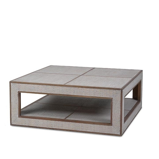 Finsbury Square Coffee Table - True White / Rattan White Wash - Hobart, Launceston, Perth Mid-Century Modern style Living Room furniture