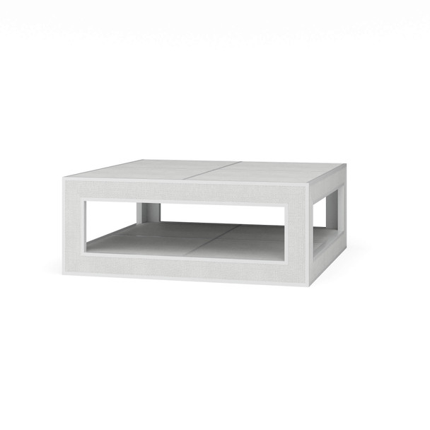 Finsbury Square Coffee Table - True White / Rattan White Wash - Size: 42H x 107W x 107D (cm) - Mid-Century Modern style