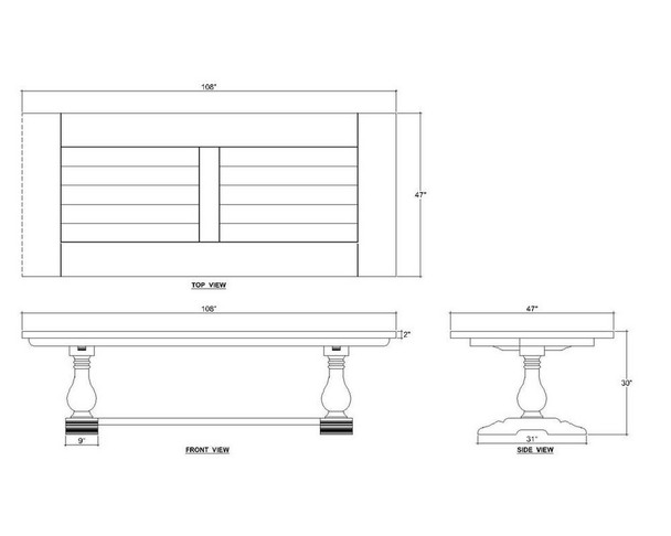 Provincial Trestle Dining Table 270cm - Straw Wash