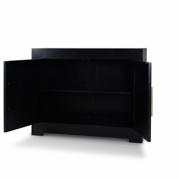 Fleet 2 Door Sideboard w/ Rattan - Batavia Black / Rattan Natural - Hand made Mid-Century Modern style Dining Room furniture