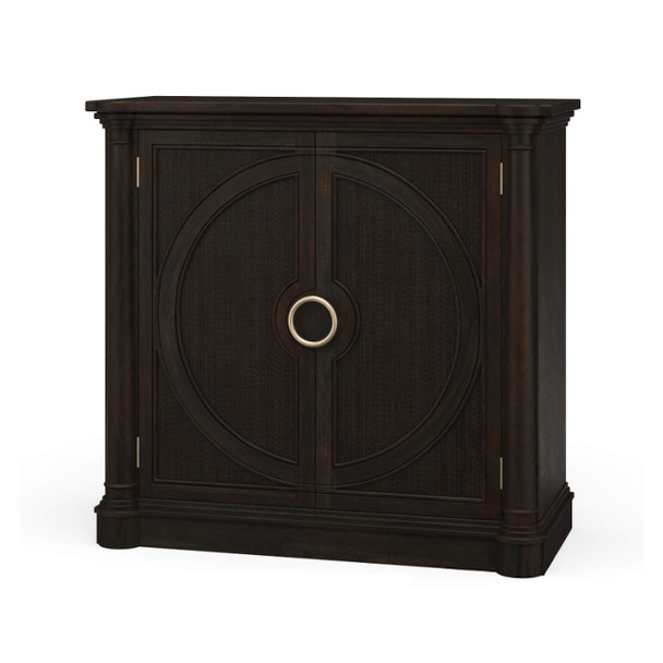 Pimlico 2 Door Sideboard - Black Wash / Rattan Black Wash - Size: 109H x 43W x 104D (cm) - Art Deco style