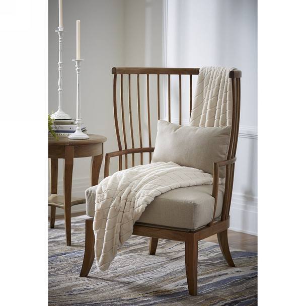 Winston Windsor Chair - Batavia Black / Sand Fabric - Hand made Mid-Century Modern style Living Room furniture