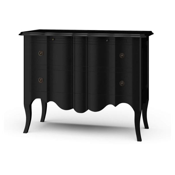 Monaco 2 Drawer Dresser - Batavia Black - Size: 80H x 102W x 46D (cm) - French Provincial style